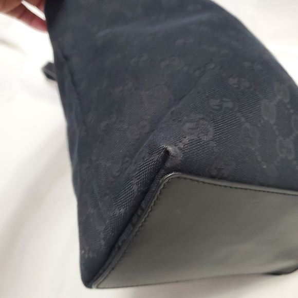 Gucci GG Monogram Canvas Tote Black Leather Trim - Picture 10 of 15